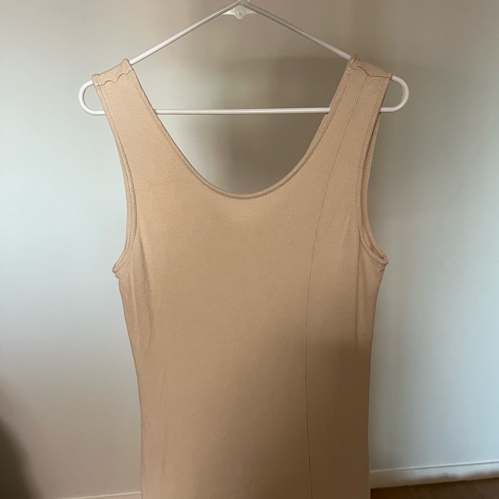 Three Dots Rib Slit Tank Dress | Sandshell - Picture 5 of 10